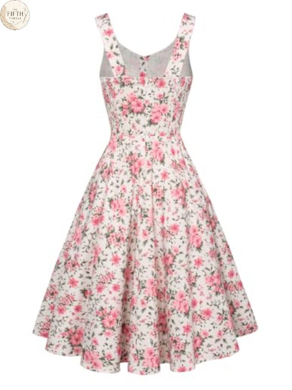 Vintage 1950s A-Line Midi Dress Sleeveless Sweetheart Neckline - Picture 2 of 5